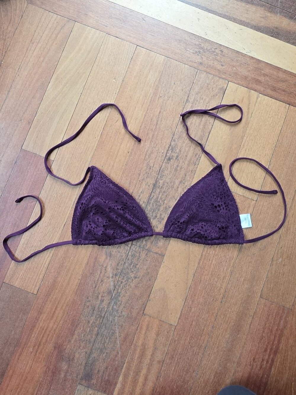 Purple Triangle String Bikini Top Size Large